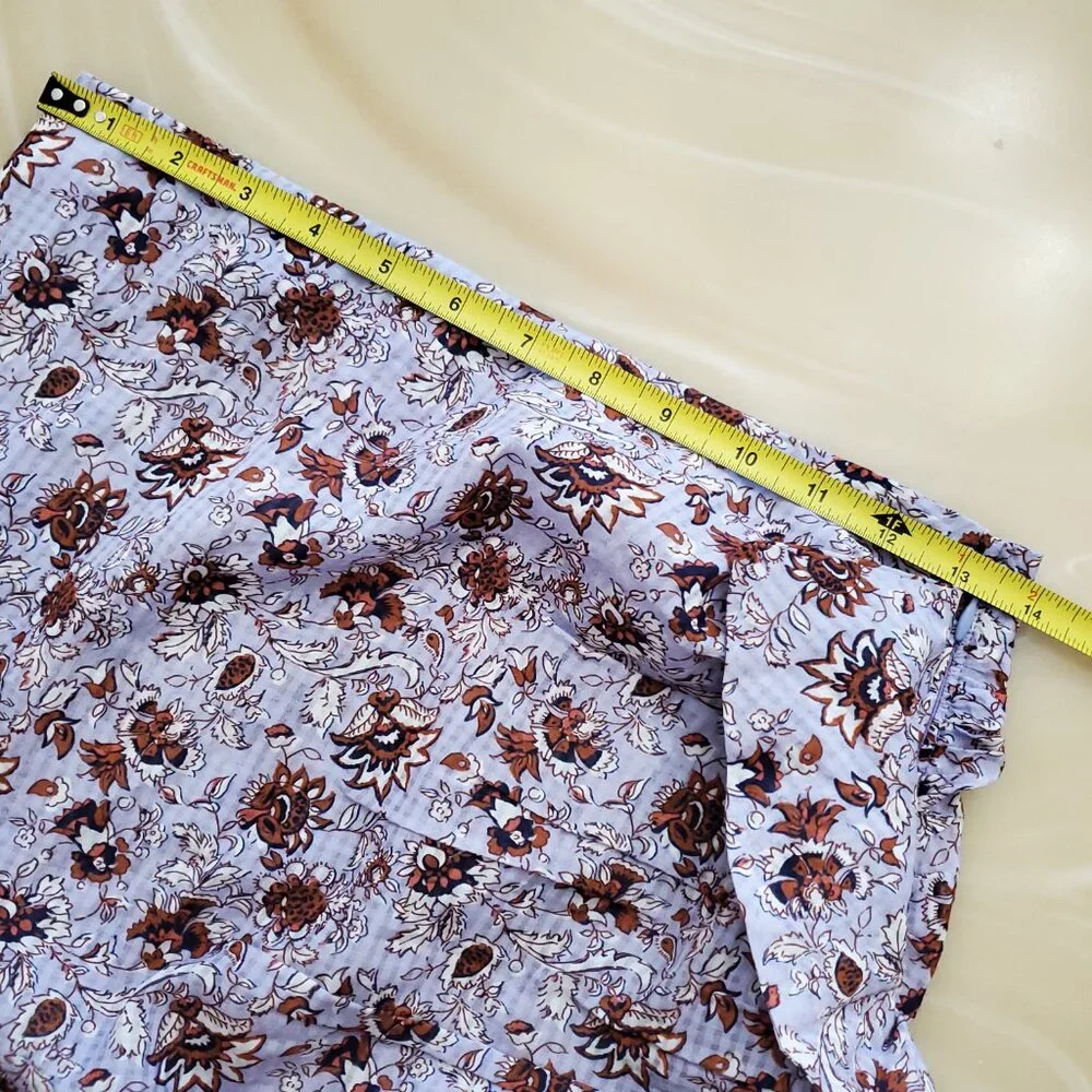 Veronica Beard Hazel Ruched Asymmetrical Skirt In Lavender Floral Print Size XS